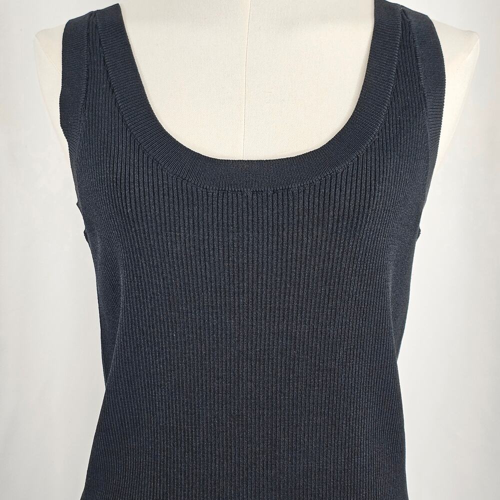 The Drop Yasmin Black Side Slit Rib Knit Midi Tank Dress Women's Size L NWT - Picture 3 of 14
